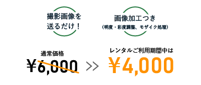 画像を送るだけ・画像加工つき カメラレンタルご利用中は6000円のところ4000円